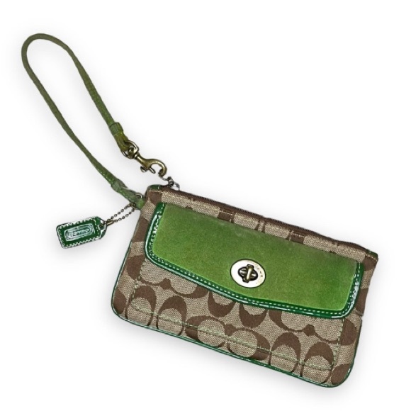 Coach Handbags - Coach Signature Suede Trim Wristlet